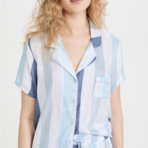 Splendid Notch Collar PJ set. Blue white stripe.